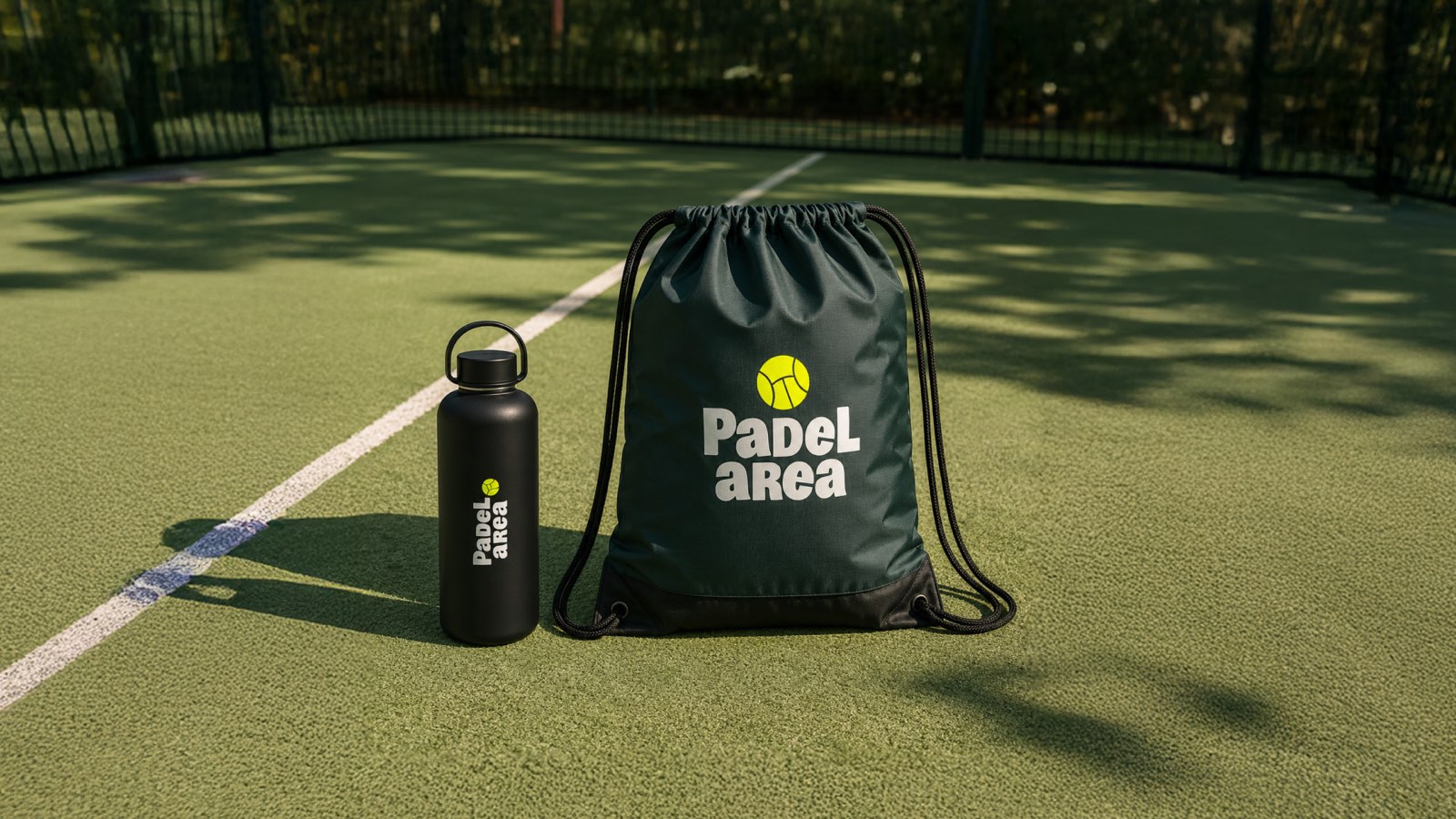 Bottle and drawstring bag
